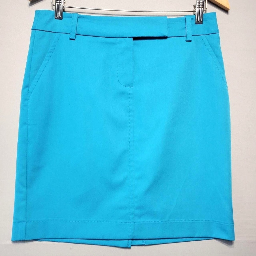 Trina Turk Stretch Pencil Skirt Womens 6 Blue Lined Career Office Coastal Chic
